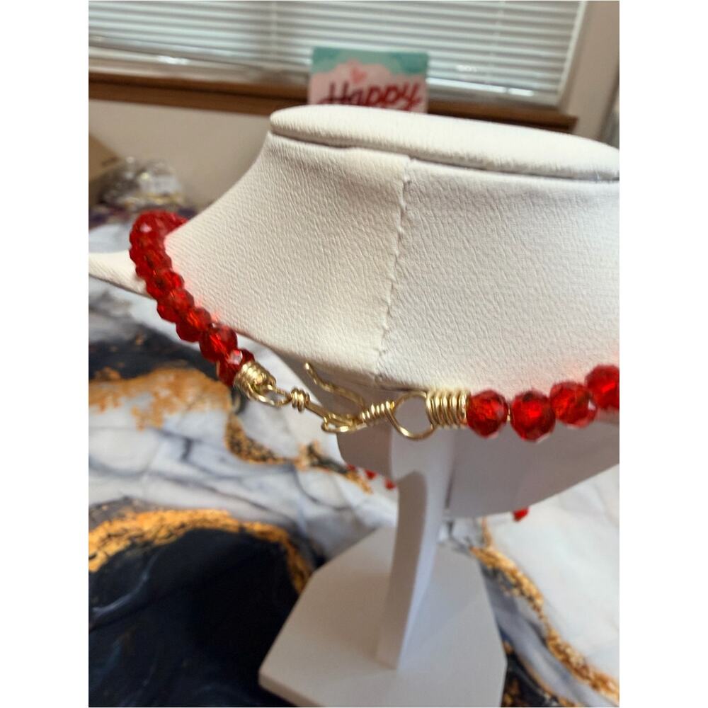 Sonja Gonzalez red necklace and earring set NWT! - Picture 6 of 9